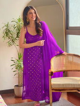 Velour Ring Work Strappy Chikankari Kurta (Set of 3)